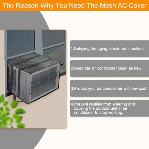 Demao Mesh Air Conditioner Cover, 21" W × 15.8" D × 15" H Ventilated Window Air Conditioner Mesh Cover for Outside AC Unit Protection, Bugs Rain Dirt Resistant Sturdy AC Covers - Image 3