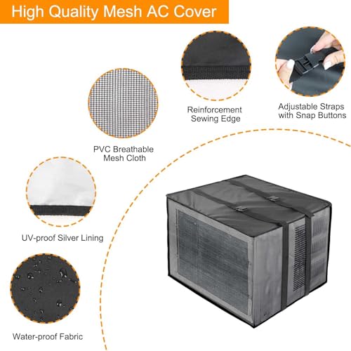 Demao Mesh Air Conditioner Cover, 21" W × 15.8" D × 15" H Ventilated Window Air Conditioner Mesh Cover for Outside AC Unit Protection, Bugs Rain Dirt Resistant Sturdy AC Covers - Image 4