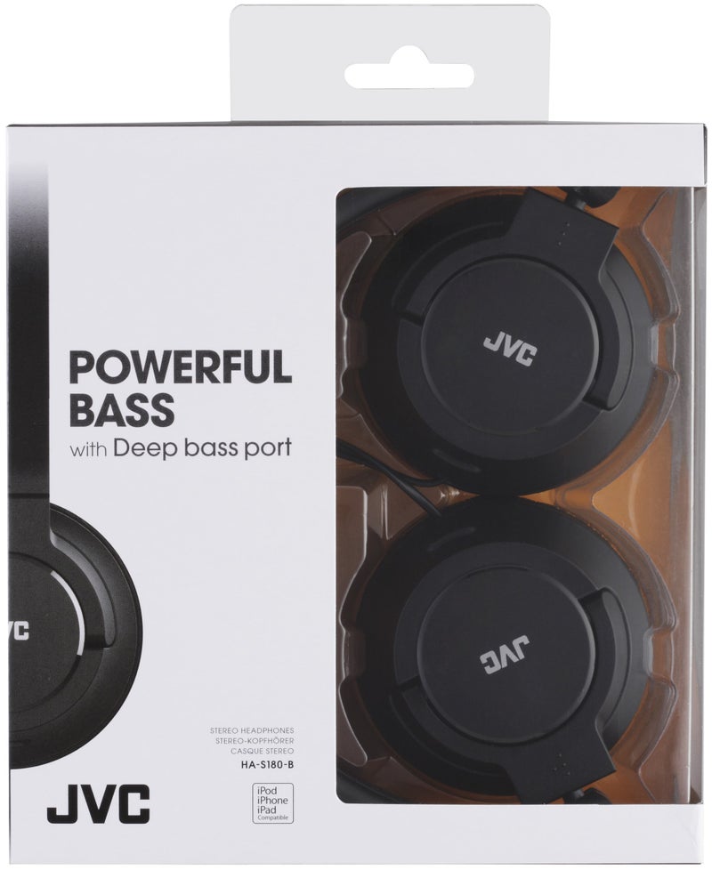 JVC HAS180 Lightweight Powerful Bass Headphones - Black - Image 2
