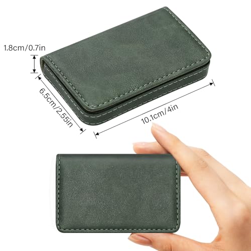AI-DEE RFID Blocking Wallet - Minimalist Leather Business Credit Card Holder (12-Green) - Image 2