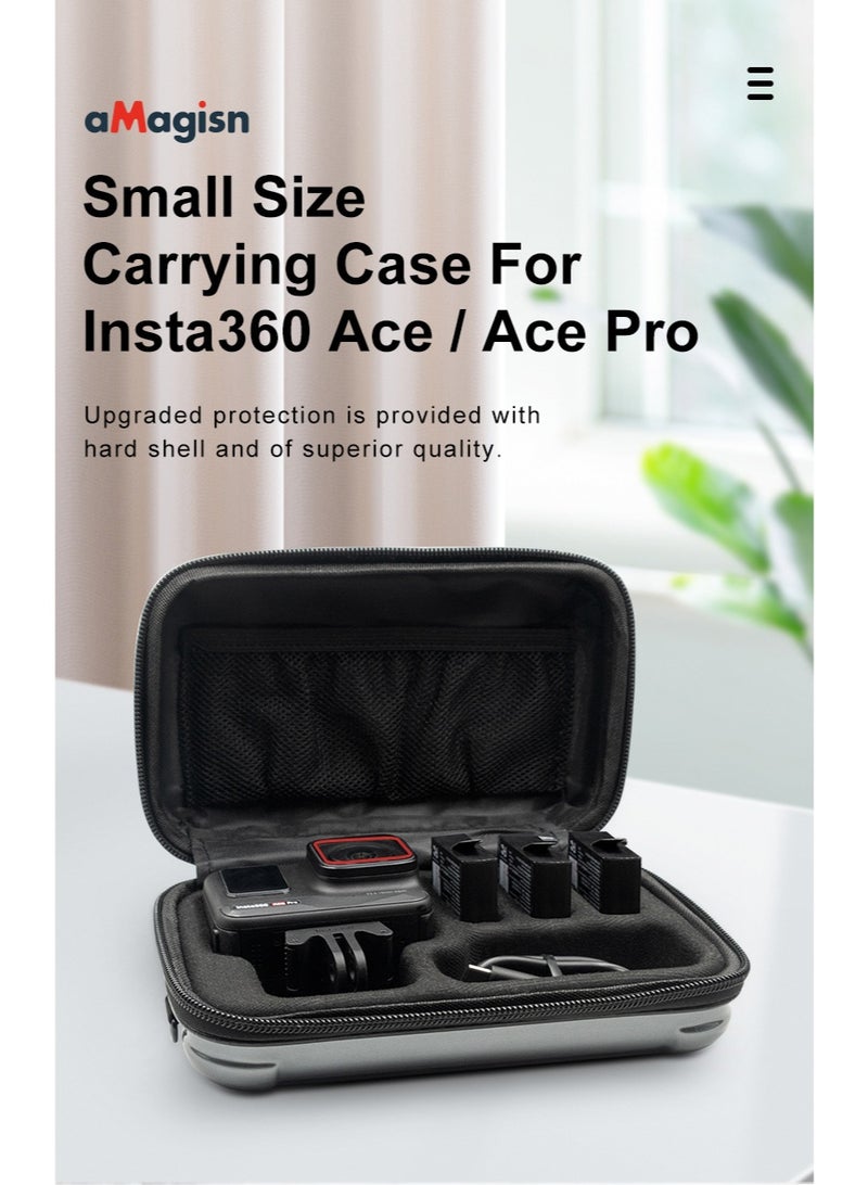 aMagisn حقيبة تخزين لـ Insta360 Ace Pro/Ace – حقيبة كاميرا صلبة مقاومة للصدمات والماء، متوافقة مع Insta360 X3 وGO 3 وGoPro وOsmo Action – حقيبة سفر محمولة مع حزام معصم(أبيض) - Image 2