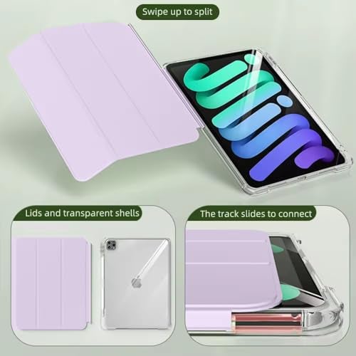 ProElite Sliding Detachable Smart Flip Case Cover for Apple iPad Air 11 M4/M3/M2 2026/2025/2024, iPad Air 5th/4th Gen 10.9 inch with Pencil Holder, Lavender - Image 5