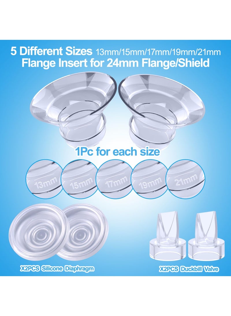 Bebiland 9 Pack Breast Milk Pump  Inserts 13/15/17/19/21mm Compatible with Momcozy Wearable Breast Pump, for TSRETE/Spectra/Medela 24mm Shields, Include Silicone Diaphragm&Duckbill Valve  - Image 3