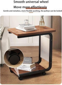 MileMelo Sofa Side End Table, C Shaped Table Laptop Holder, End Stand Desk Coffee Tray Side Table, Notebook Tablet Beside Bed Sofa Portable Workstation, Over Bed Table (Brown)  - Image 5