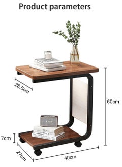 MileMelo Sofa Side End Table, C Shaped Table Laptop Holder, End Stand Desk Coffee Tray Side Table, Notebook Tablet Beside Bed Sofa Portable Workstation, Over Bed Table (Brown)  - Image 2