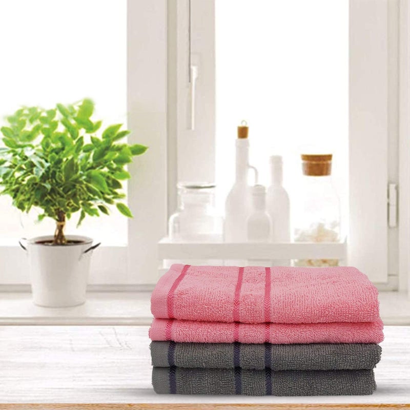 Sassoon Melrose 100% Cotton 4 Piece Hand Towel Set, 380 GSM, Grey&Blossom (40cmX60cm) - Highly Absorbent, Soft Material, Perfect for Daily Use - Image 2