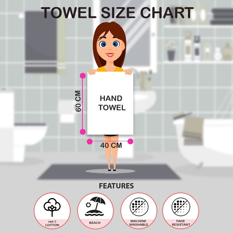 Sassoon Melrose 100% Cotton 4 Piece Hand Towel Set, 380 GSM, Grey&Blossom (40cmX60cm) - Highly Absorbent, Soft Material, Perfect for Daily Use - Image 4