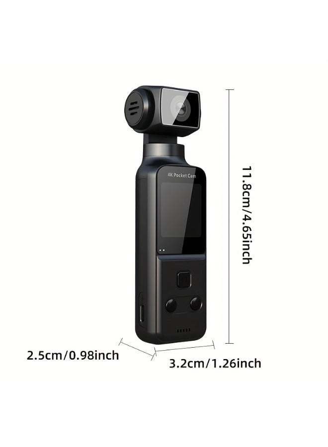 والالا كاميرا تسجيل فيديو عالية الدقة 4K محمولة، قابلة لإعادة الشحن، كاميرا تسجيل فيديو، مثبت محمول باليد، كاميرا رياضية جيبية، مثبت محمول 4K، كاميرا جسم مغناطيسية، شحن USB، دوران 270 درجة، CMOS 1.33 بوصة، مثالية للفيديو وتسجيل الفيديو، للتسجيل مدى الحياة والسفر - Image 2