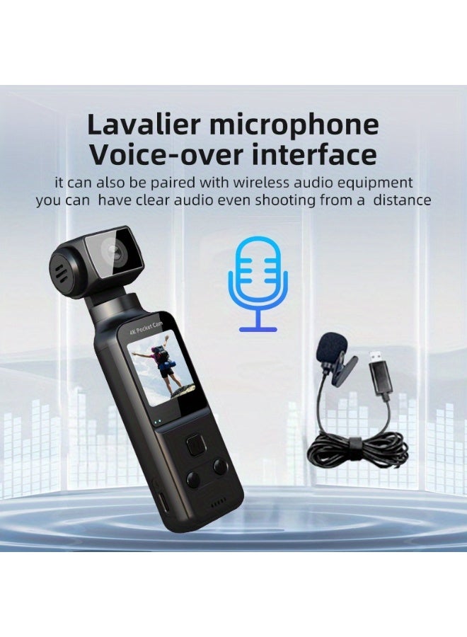 والالا كاميرا تسجيل فيديو عالية الدقة 4K محمولة، قابلة لإعادة الشحن، كاميرا تسجيل فيديو، مثبت محمول باليد، كاميرا رياضية جيبية، مثبت محمول 4K، كاميرا جسم مغناطيسية، شحن USB، دوران 270 درجة، CMOS 1.33 بوصة، مثالية للفيديو وتسجيل الفيديو، للتسجيل مدى الحياة والسفر - Image 5