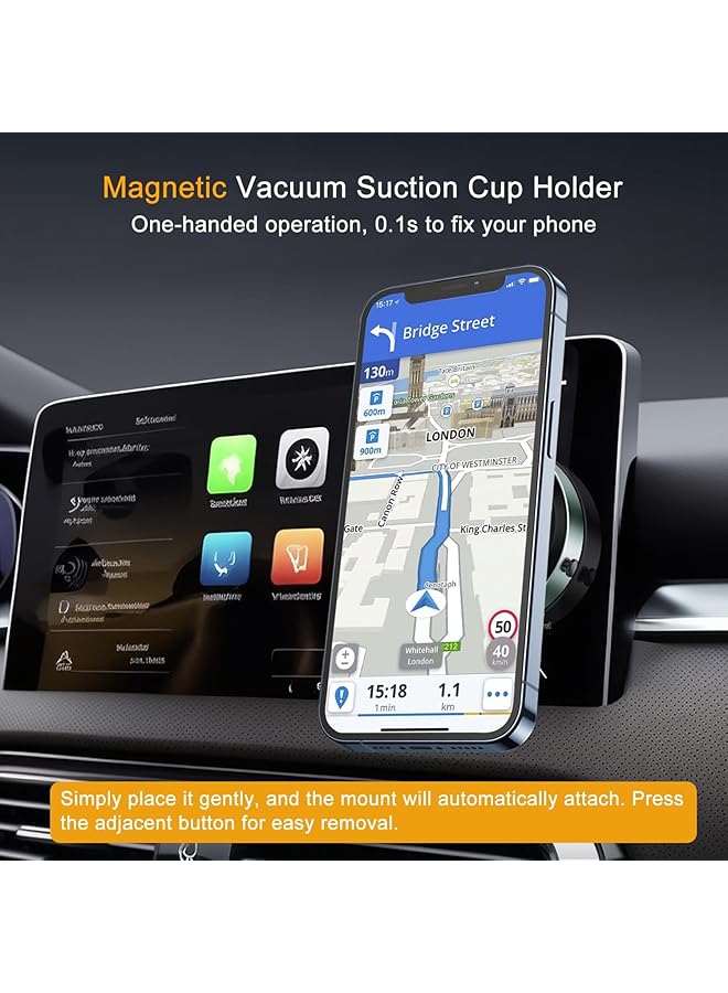 Excefore Magnetic Car Suction Cup Holder Mount,360 Rotation Magnetic Car Cell Phone Holder,Suction Cup Car Phone Mount,Universal Adjustable Windshield Dashboard Mobile Phone Holder (Dark-Green) - Image 2