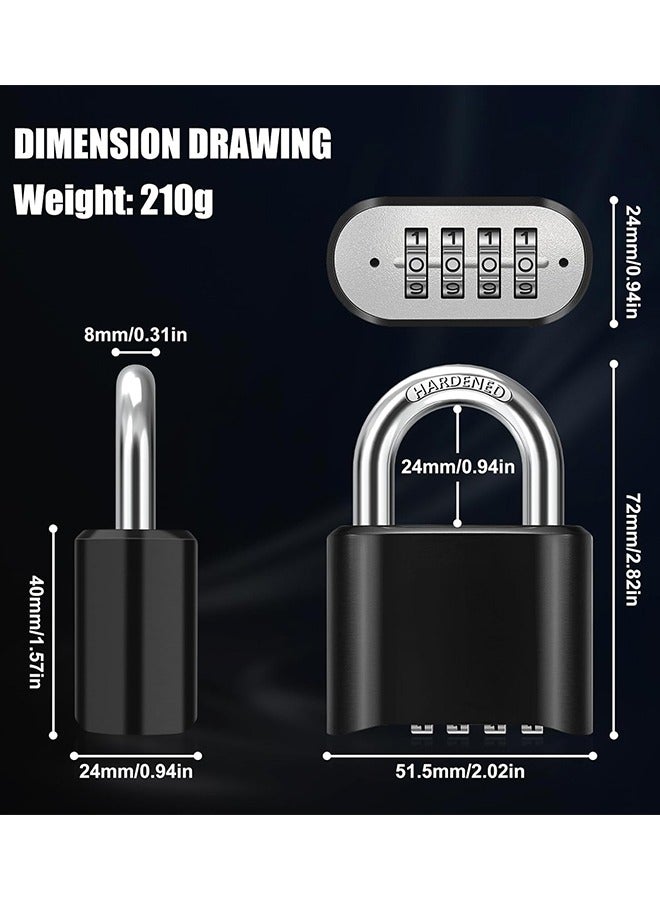 2Pack 4 Digit Heavy Duty Combination Lock, Outdoor Waterproof Padlock for Gate, Fence,Toolbox, Case, Hasp Storage, Gym Locker, Sports Locker and School Locker (Black) - Image 2