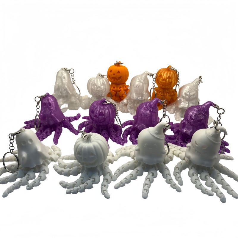 Halloween Ghost Pumpkin Glow-in-the-Dark Rotating Keychain Stress Relief Toy - Image 4