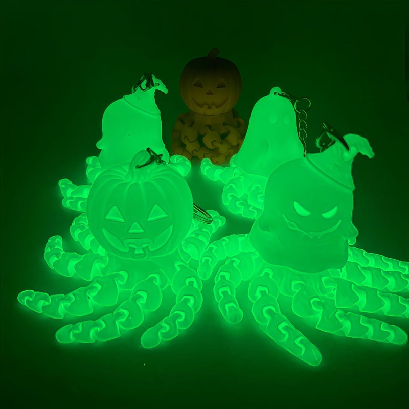 Halloween Ghost Pumpkin Glow-in-the-Dark Rotating Keychain Stress Relief Toy - Image 3