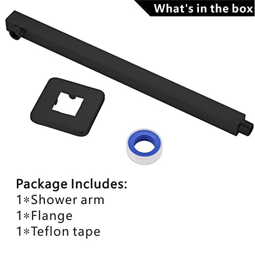 Voolan 20“ Square Shower Arm with Flange and Teflon Tape, Extension Shower Head Arm for Bathroom Fixed Shower Head, Solid Stainless Steel, Wall Mounted (Black) - Image 4