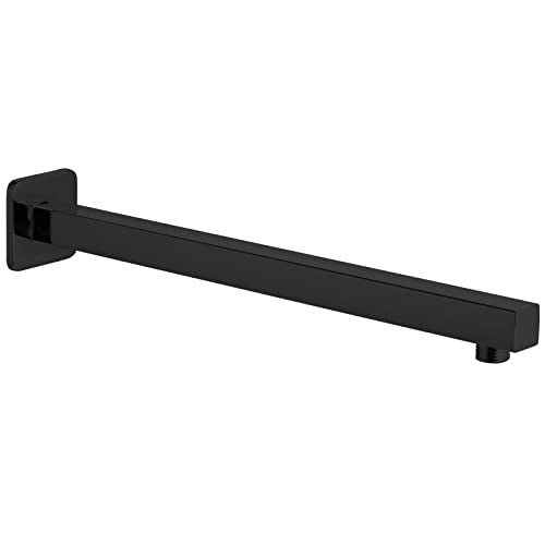 Voolan 20“ Square Shower Arm with Flange and Teflon Tape, Extension Shower Head Arm for Bathroom Fixed Shower Head, Solid Stainless Steel, Wall Mounted (Black) - Image 1