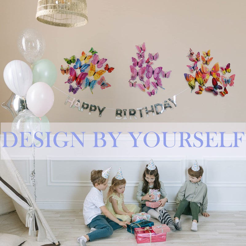 OPSEAM Butterfly Wall Decor 24/48 PCS, 3D Butterflies Stickers for Party Decorations with Magnets(Pink, 24) - Image 3
