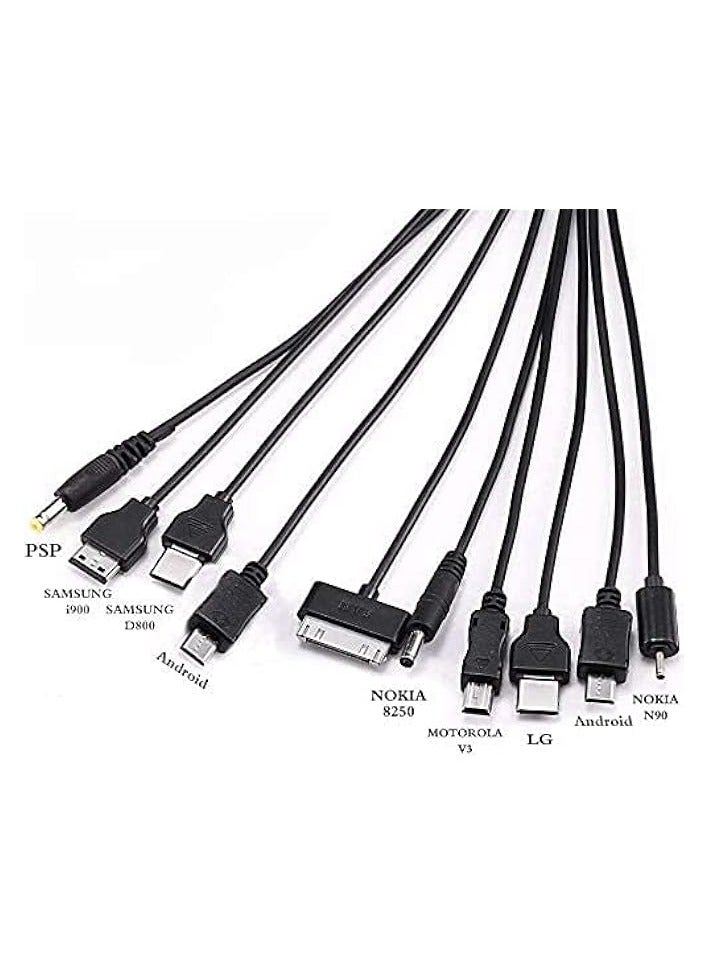 erorex Multi Charger Cable 10 in 1 Universal USB Charger Cable Multifunction Charging Sync Cord Compatible with Cell Phone, PSP,Camera,Nokia,BlackBerry and More  - Image 2