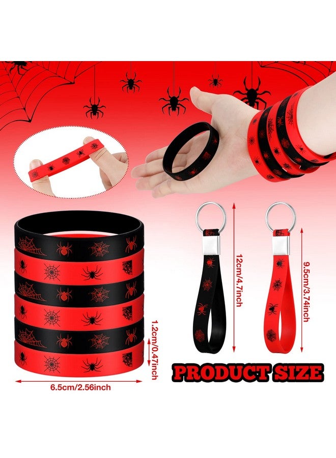 Lothee 32 Pieces Spider Web Birthday Party Decoration Set Spider Web Drawstring Bags Funny Travel Sack Backpack Rubber Bracelets Wristlet Keychain For Birthday Party Supplies Favors - Image 4