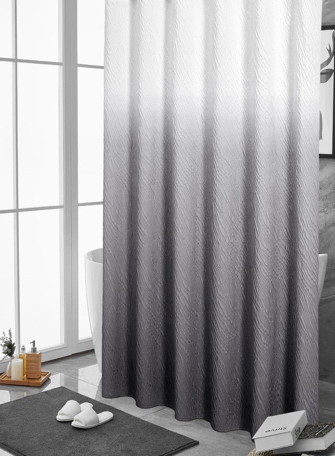 MitoVilla Grey Ombre Shower Curtain, Farmhouse Waves Fabric Shower Curtains for Modern Hotel Bathroom Decor, 3D Geometric Embossed Textured, Waterproof & Wrinkle Resistant, 72 x 72 - Image 2