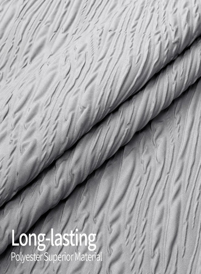 MitoVilla Grey Ombre Shower Curtain, Farmhouse Waves Fabric Shower Curtains for Modern Hotel Bathroom Decor, 3D Geometric Embossed Textured, Waterproof & Wrinkle Resistant, 72 x 72 - Image 3