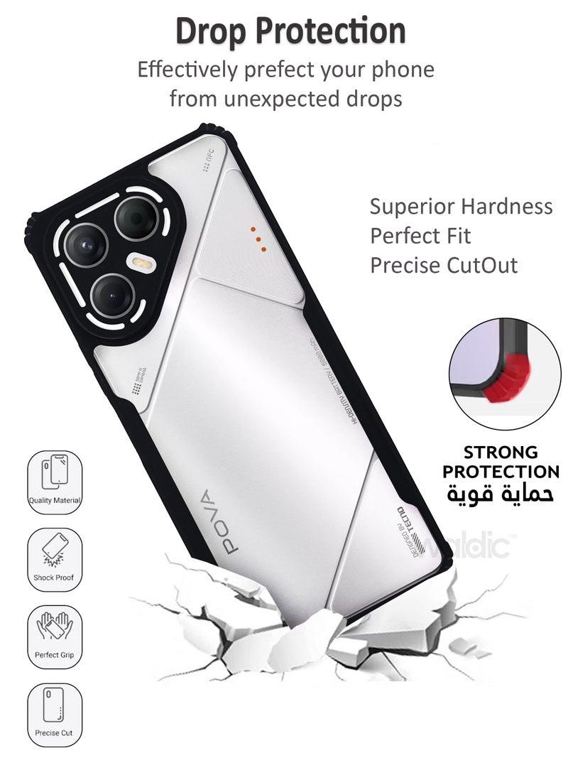 Tecno Pova 7 Premium Case | Premium Silicone Case Cover Designed for Tecno Pova 7 | Tecno Pova 7 Case Camera and Drop Protection Thin Protective Back Cover Case for Tecno Pova 7 - Clear/Black - view 3