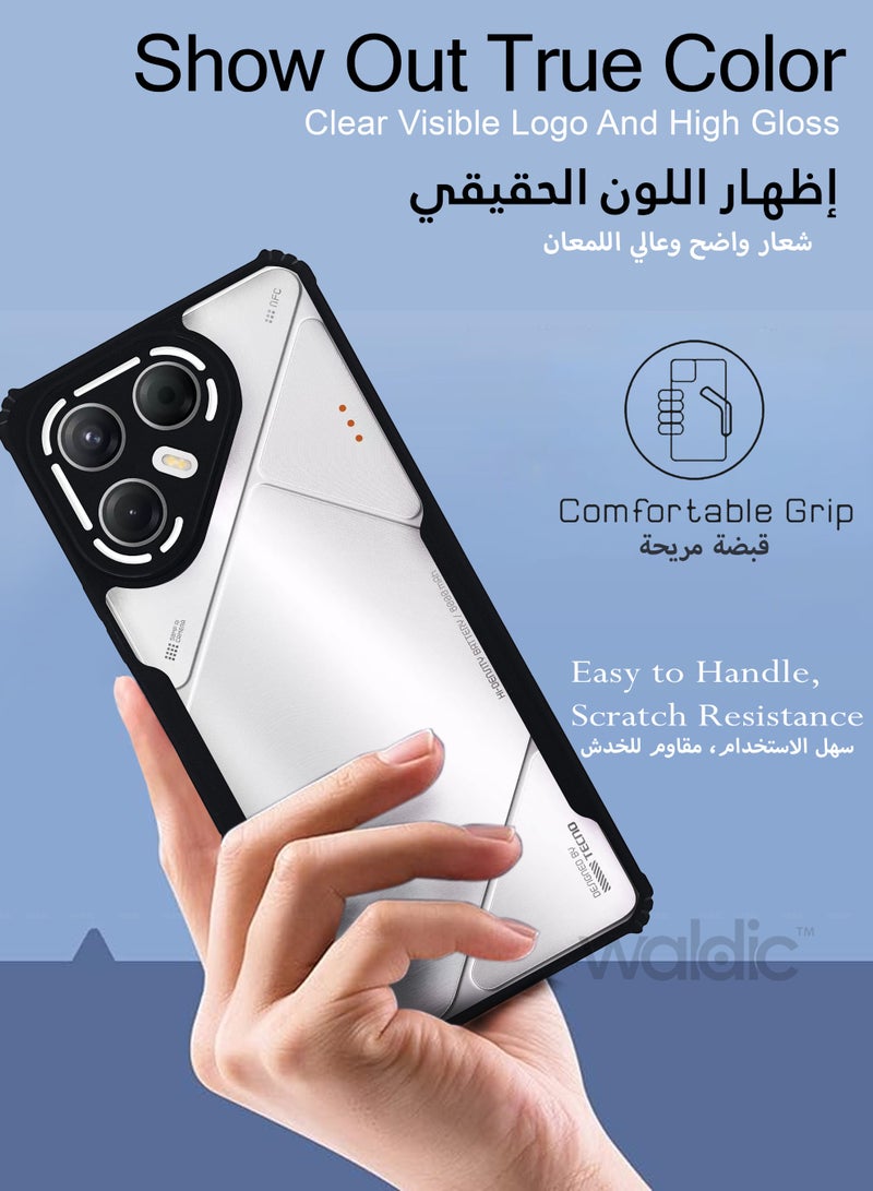 Tecno Pova 7 Premium Case | Premium Silicone Case Cover Designed for Tecno Pova 7 | Tecno Pova 7 Case Camera and Drop Protection Thin Protective Back Cover Case for Tecno Pova 7 - Clear/Black - view 4