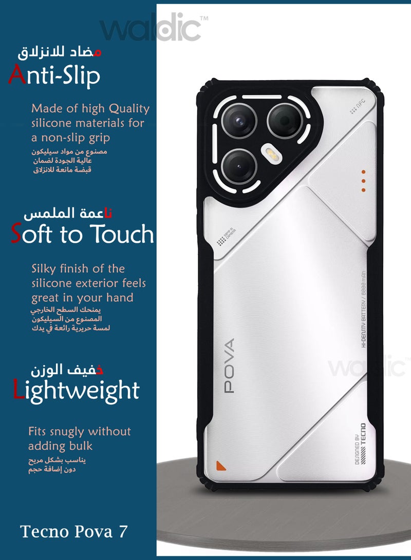 Tecno Pova 7 Premium Case | Premium Silicone Case Cover Designed for Tecno Pova 7 | Tecno Pova 7 Case Camera and Drop Protection Thin Protective Back Cover Case for Tecno Pova 7 - Clear/Black - view 2