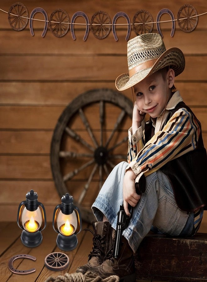 Yuntau 24 Pcs Western Themed Party Decorations Cowboy Table Centerpieces Lucky Horseshoe Mini Lantern Wooden Wagon Wheel Decor for Crafts Western Cowboy Party Birthday Wedding Favors Supplies - Image 5