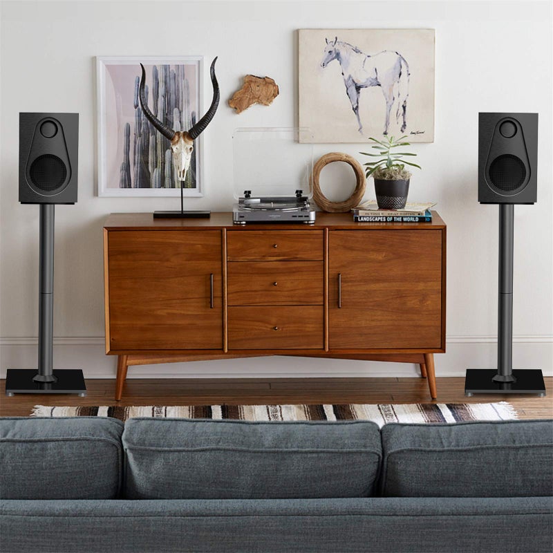 PERLESMITH Universal Speaker Stands Pair for Surround Sound up to 22LB, 27.56 Inch Bookshelf Speaker Stand for Klipsch, Polk, Yamaha & Other Large Satellite, Bookshelf Speakers, Studio Monitors - Image 2