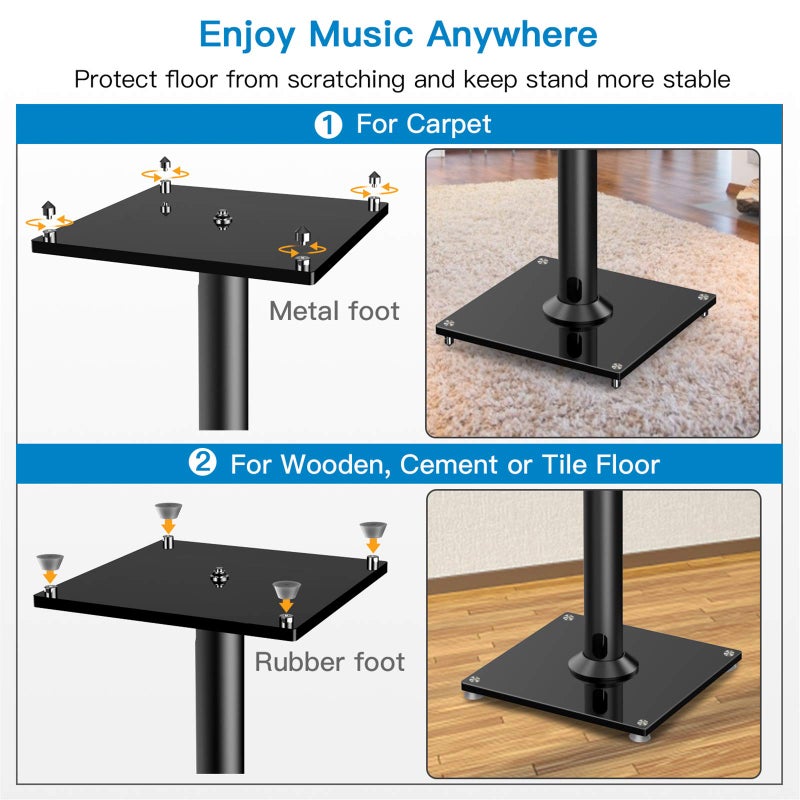 PERLESMITH Universal Speaker Stands Pair for Surround Sound up to 22LB, 27.56 Inch Bookshelf Speaker Stand for Klipsch, Polk, Yamaha & Other Large Satellite, Bookshelf Speakers, Studio Monitors - Image 5