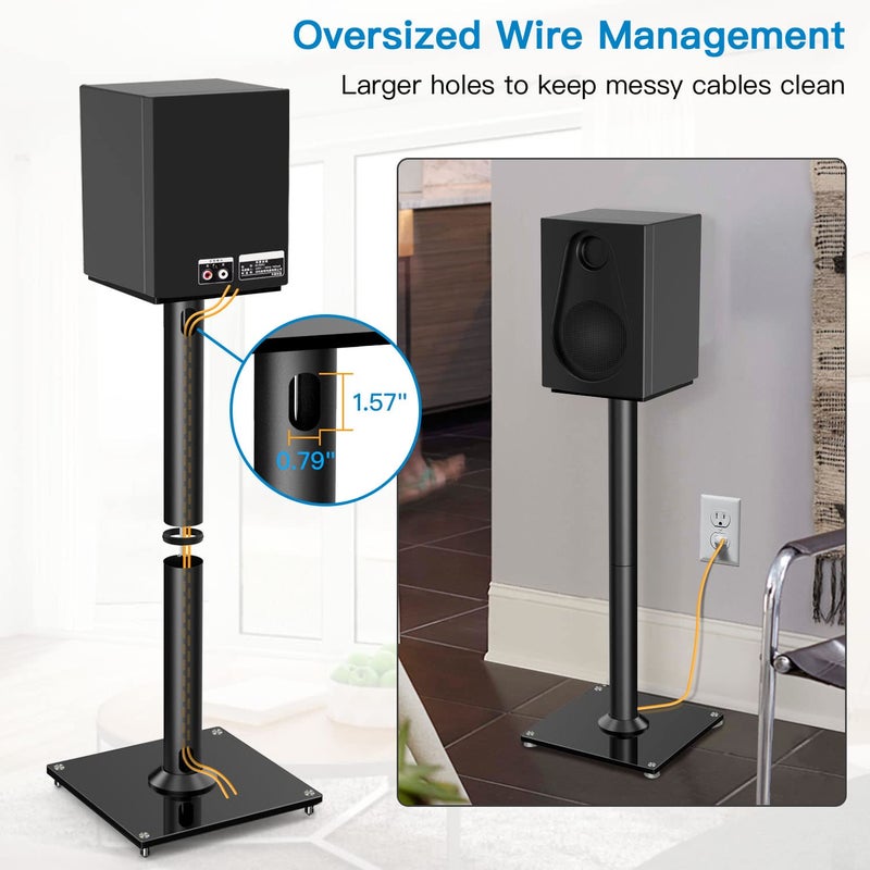 PERLESMITH Universal Speaker Stands Pair for Surround Sound up to 22LB, 27.56 Inch Bookshelf Speaker Stand for Klipsch, Polk, Yamaha & Other Large Satellite, Bookshelf Speakers, Studio Monitors - Image 3