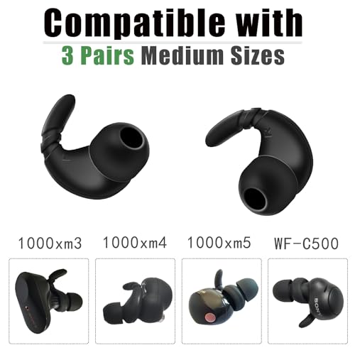Luckvan Silicone Ear Hooks for Sony WF-1000XM5 Ear Tips Replacement Earbuds Tips for WF-1000XM5 WF-1000XM4 WF-1000XM3 Earbuds 3 Pairs - Image 4