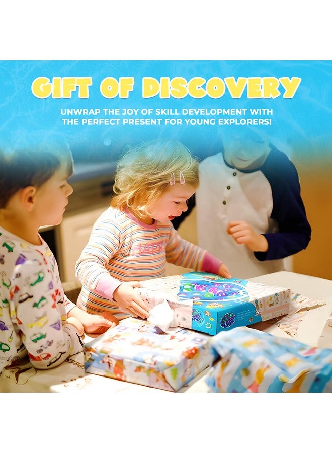 IPIDIPI TOYS لعبة صيد الأسماك للأطفال من IPIDIPI، مجموعة صيد الأسماك للأطفال الصغار - لوحة أسماك دوارة مع موسيقى، نشاط تعليمي لتطوير المهارات الحركية الدقيقة للأولاد والبنات - أزرق، 21 سمكة، 4 قضبان - Image 4