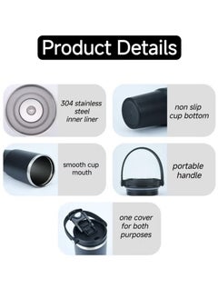 HEROCKX Stainless Steel Tumbler - Vacuum Insulated Water Bottle for Home Office or Car Reusable Cup with Straw Leak Resistant Flip Cold for 12 Hours or Iced for 2 Days 30oz  - Image 4