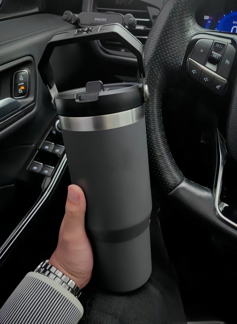HEROCKX Stainless Steel Tumbler - Vacuum Insulated Water Bottle for Home Office or Car Reusable Cup with Straw Leak Resistant Flip Cold for 12 Hours or Iced for 2 Days 30oz - Image 1