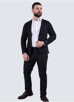 Men's Formal Striped Single Breasted Blazer in Electric Blue