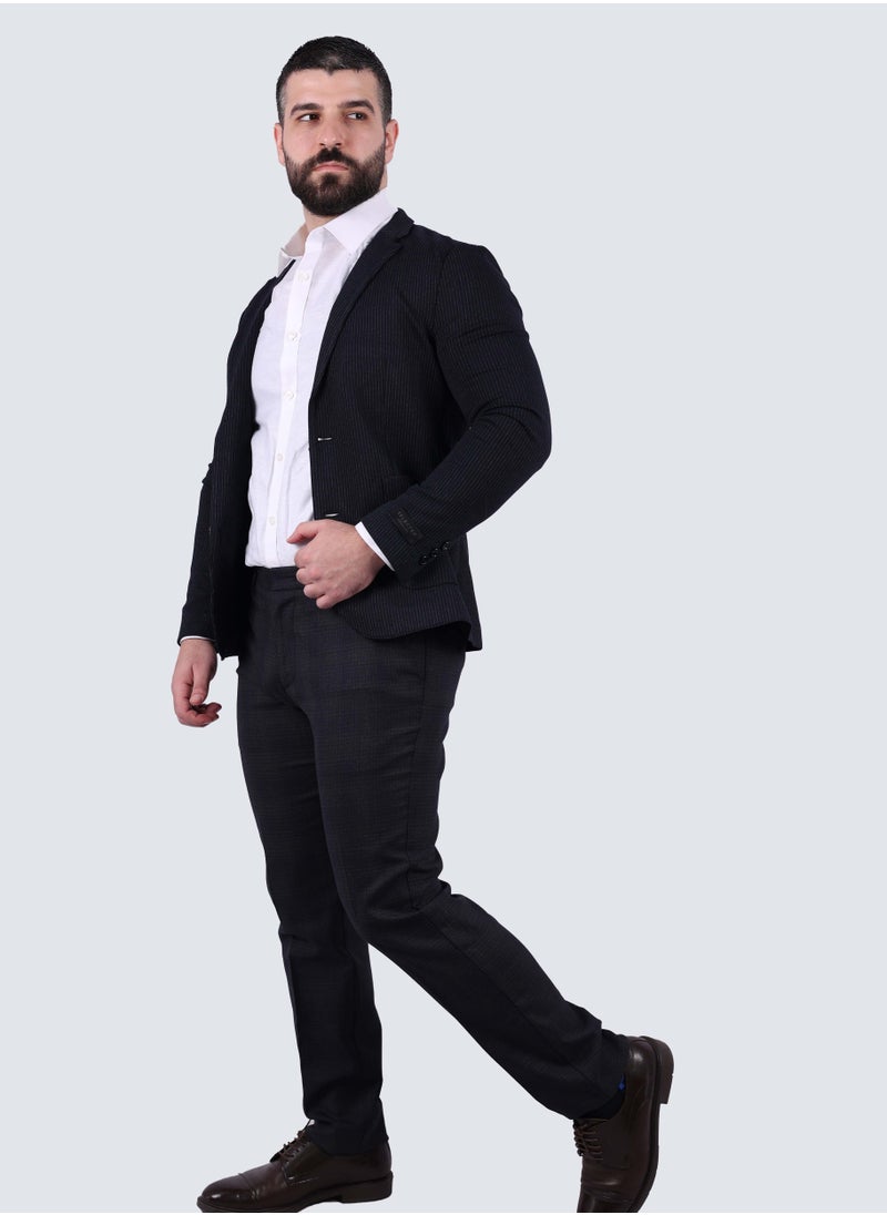 SELECTED - Men's Formal Striped Single Breasted Blazer in Electric Blue - Image 1