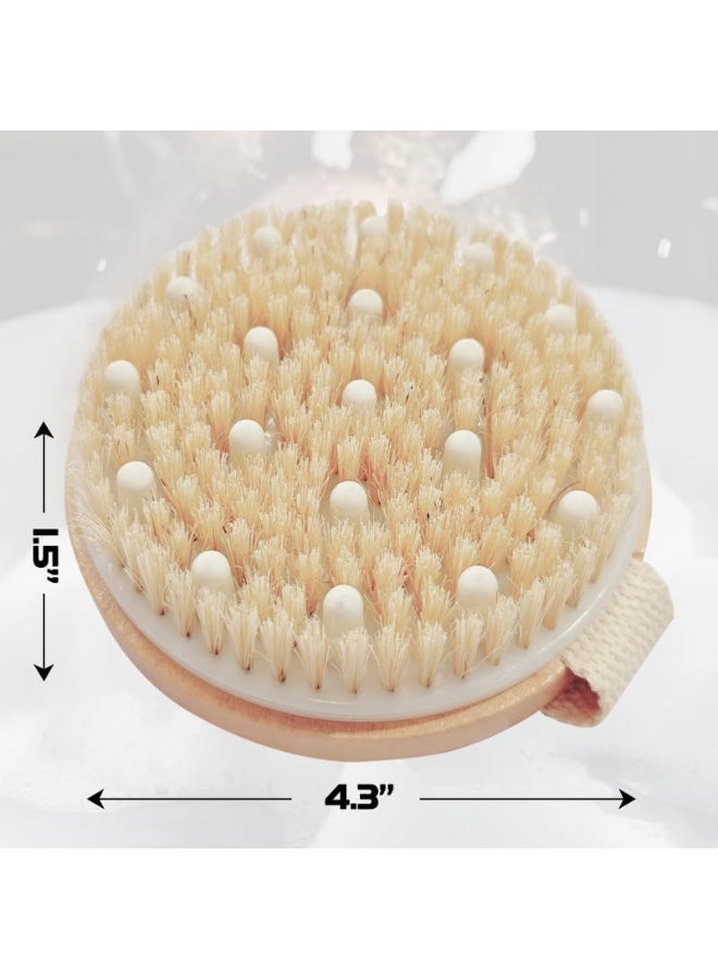 Bamboo Dry Body Brush Shower Brushing Removes Dry Skin with Massage Nodes Exfoliating Bath Brushes Body Scrubber - Image 2