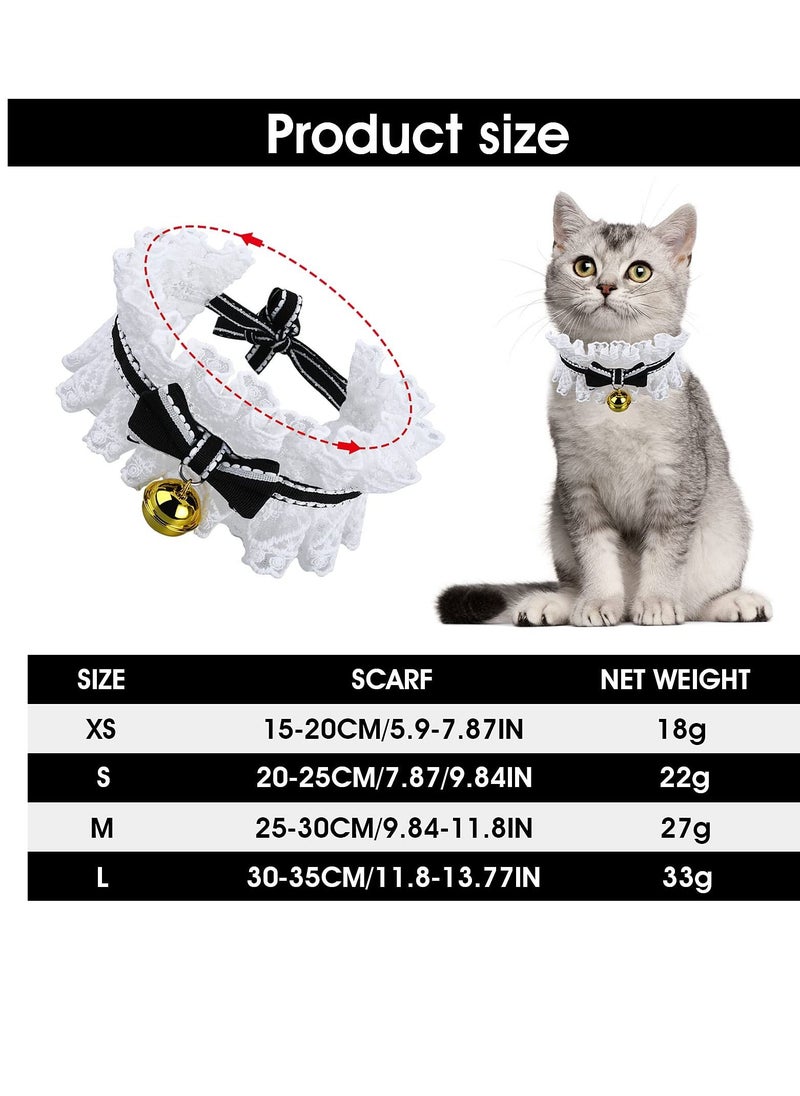 SYOSI - 2pcs Bow Tie Cat Collar Bandana, Cat Collars with Bells Adjustable Cat Lace Bow Tie Bandana, Cats Bow Bib with Cute Bowknot Neck Strap Kitten Collar Cat Bandana for Cats, Kitten, Small Pet(M) - Image 1