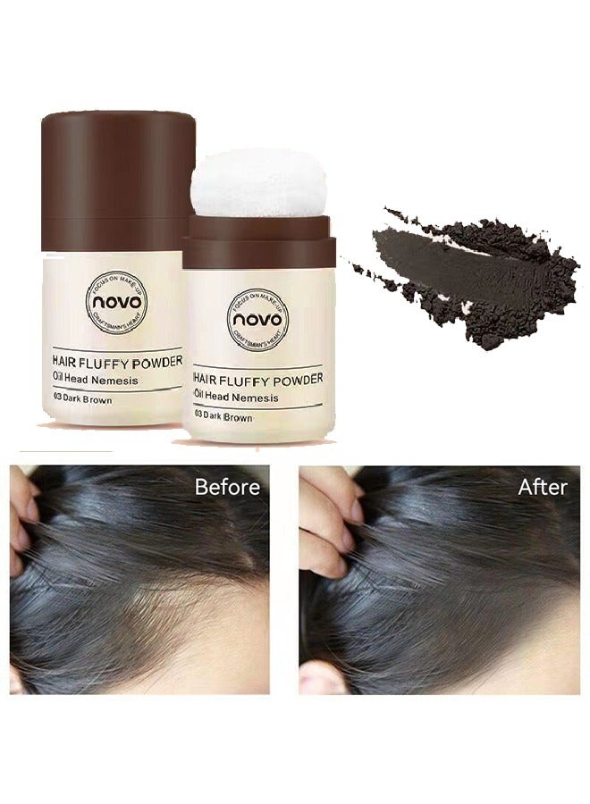 نوفو بودرة هيرلاين فلافية - تخفي تساقط الشعر على الفور، بودرة الشعر للشعر الرفيع، بودرة لمسات الجذور لتغطية تساقط الشعر على الفور، بودرة هيرلاين للنساء والرجال، بودرة لمسات الجذور (#03 بني غامق) - Image 1