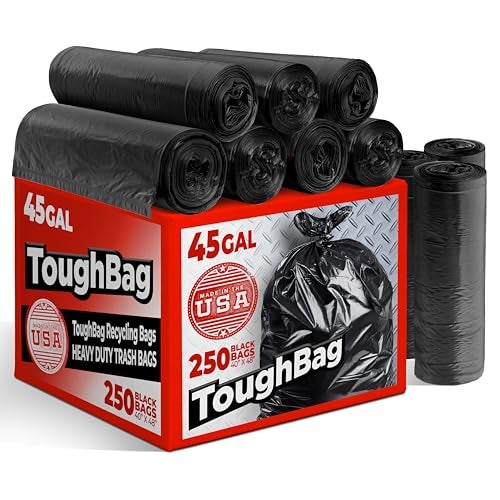 ToughBag 4045 Gallon Trash Bags Heavy Duty 250 Count Black Garbage Bags Made In USA - Image 2