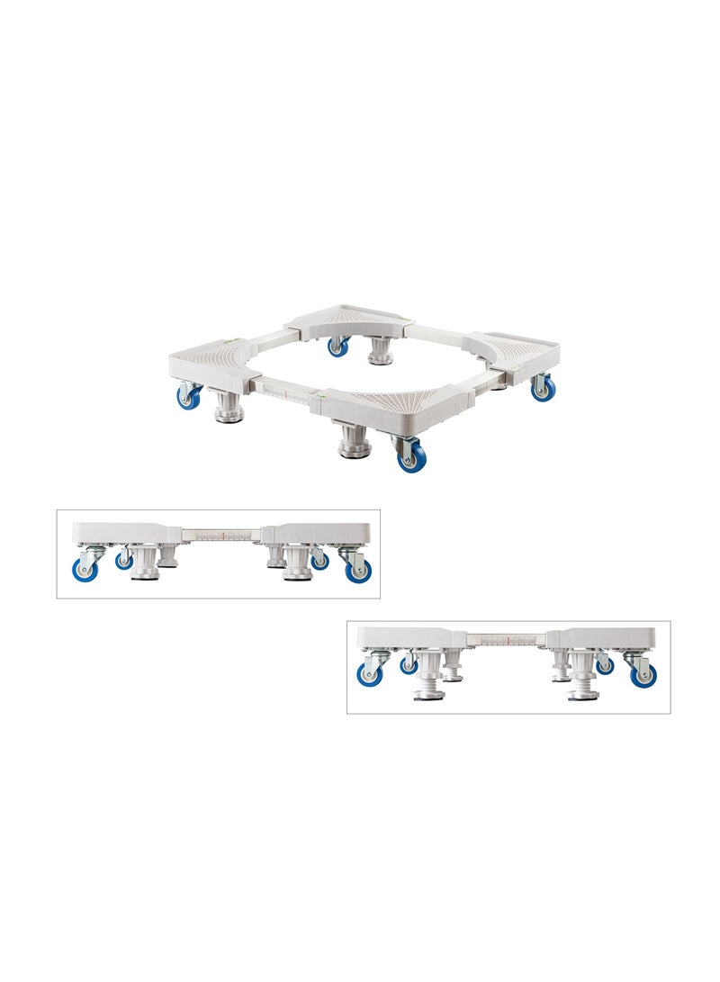 Skill Tech Skilltech SH MS05FS Heavy-Duty Adjustable Washing Machine Mobile Base | 250kg Load | Non-Locking Casters | Stainless Steel & Plastic | White - Image 4