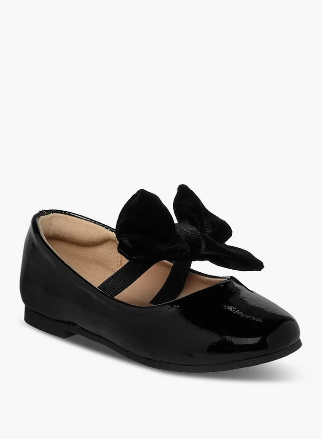 JUNIORS Bow Accent Ballerina Shoes with Elasticated Strap