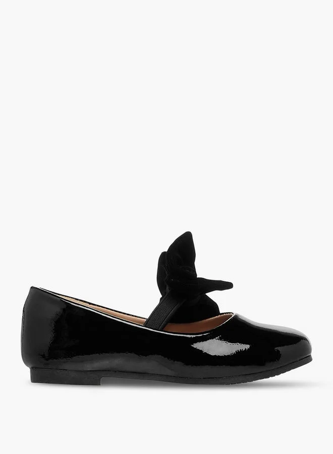 JUNIORS Bow Accent Ballerina Shoes with Elasticated Strap