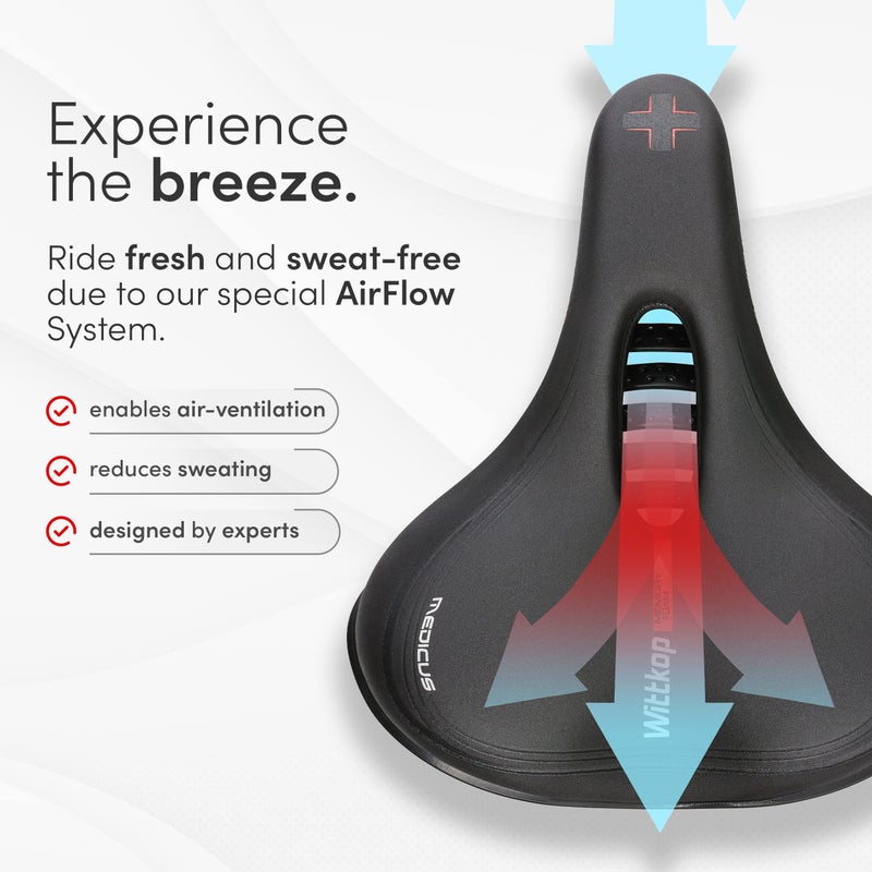 Wittkop Bike Seat, Waterproof Bicycle Saddle for Comfort, Mountain & Road Biking, Wide Bike Seats for Men & Women, BMX, MTB, Bike Seat Comfort, Waterproof Bike Saddle with Innovative 5-Zone-Concept - Image 5