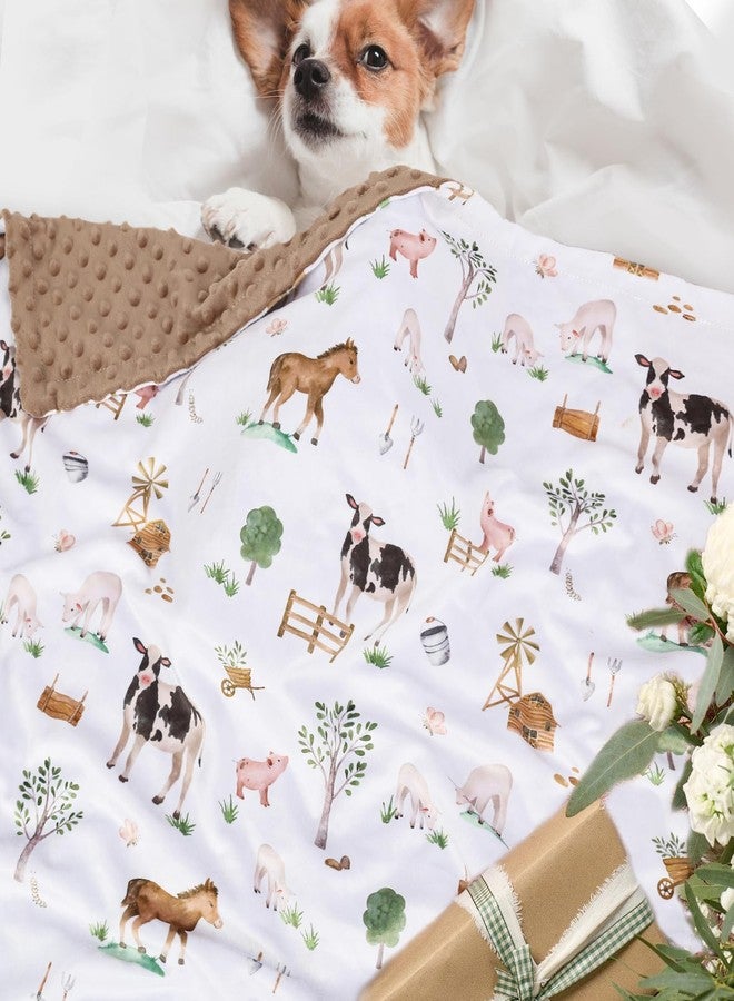 BOPRIO Baby Blankets for Boys Girls, Soft Lightweight Nursery Minky Blankets with Double Layer Dotted Backing for Infant Toddler Nursery Crib with Cute Farm Animals Design 30 x 40 Inch - Image 5