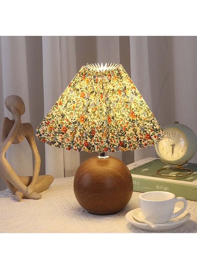 LBMT مصباح طاولة بجانب السرير، 3 أوضاع ألوان،مصابيح صغيرة مطوية لطاولة بجانب السرير، مصابيح طاولة بجانب السرير سيراميك دائرية حديثة، ضوء ليلي لغرفة المعيشة، غرفة الأطفال، مكتب النوم، غرفة نوم منزلية بجانب السرير (خشب الجوز) - Image 2