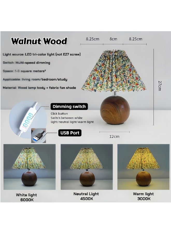 LBMT مصباح طاولة بجانب السرير، 3 أوضاع ألوان،مصابيح صغيرة مطوية لطاولة بجانب السرير، مصابيح طاولة بجانب السرير سيراميك دائرية حديثة، ضوء ليلي لغرفة المعيشة، غرفة الأطفال، مكتب النوم، غرفة نوم منزلية بجانب السرير (خشب الجوز) - Image 5