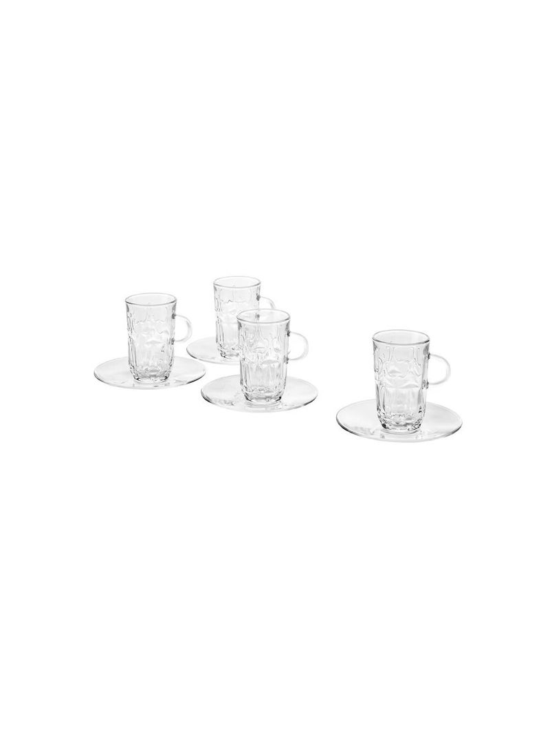 Cup with saucer, clear glass/patterned7 cl - Image 1