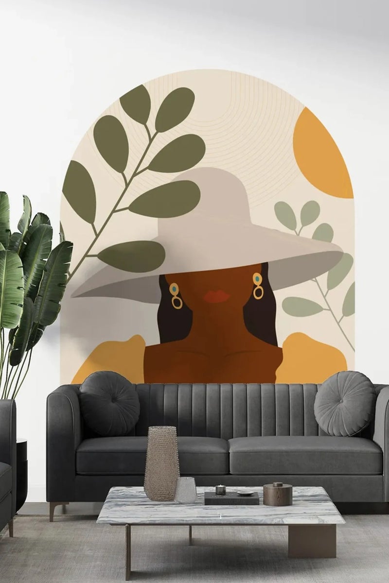 Kt Grup Artistic Black Woman Boho Belt Arch Modern Wall Sticker  - Image 3